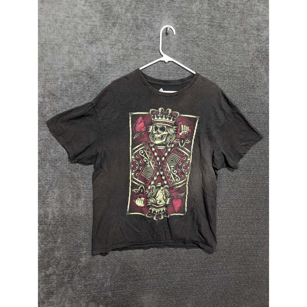 DOM Mens King of Spades Skeleton Graphic T-Shirt Black XL Short Sleeve Tee
